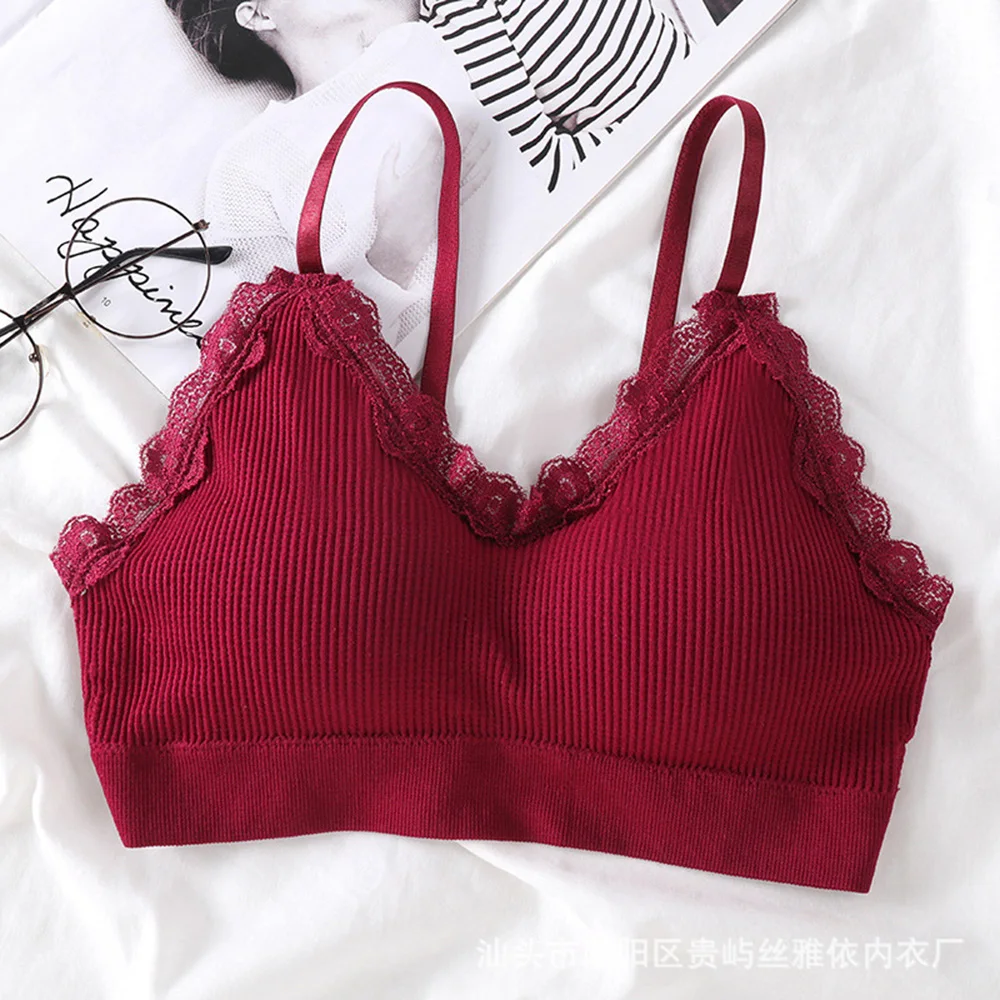 Fashion Beauty Back Wrap Chest Tube Top Crop Top Solid Color Women Lace Soft Seamless Sports Lingerie Tee Bra Bandeau Top Tank