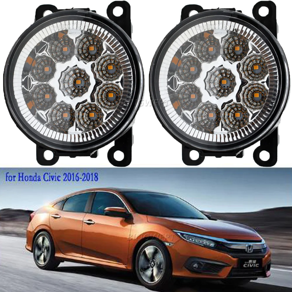 

2PCS LED Fog Lights for Honda Civic 2016-2018 10th Generation Car Front Bumper Fog Lamp 12V Fog Light Halogen Foglamps