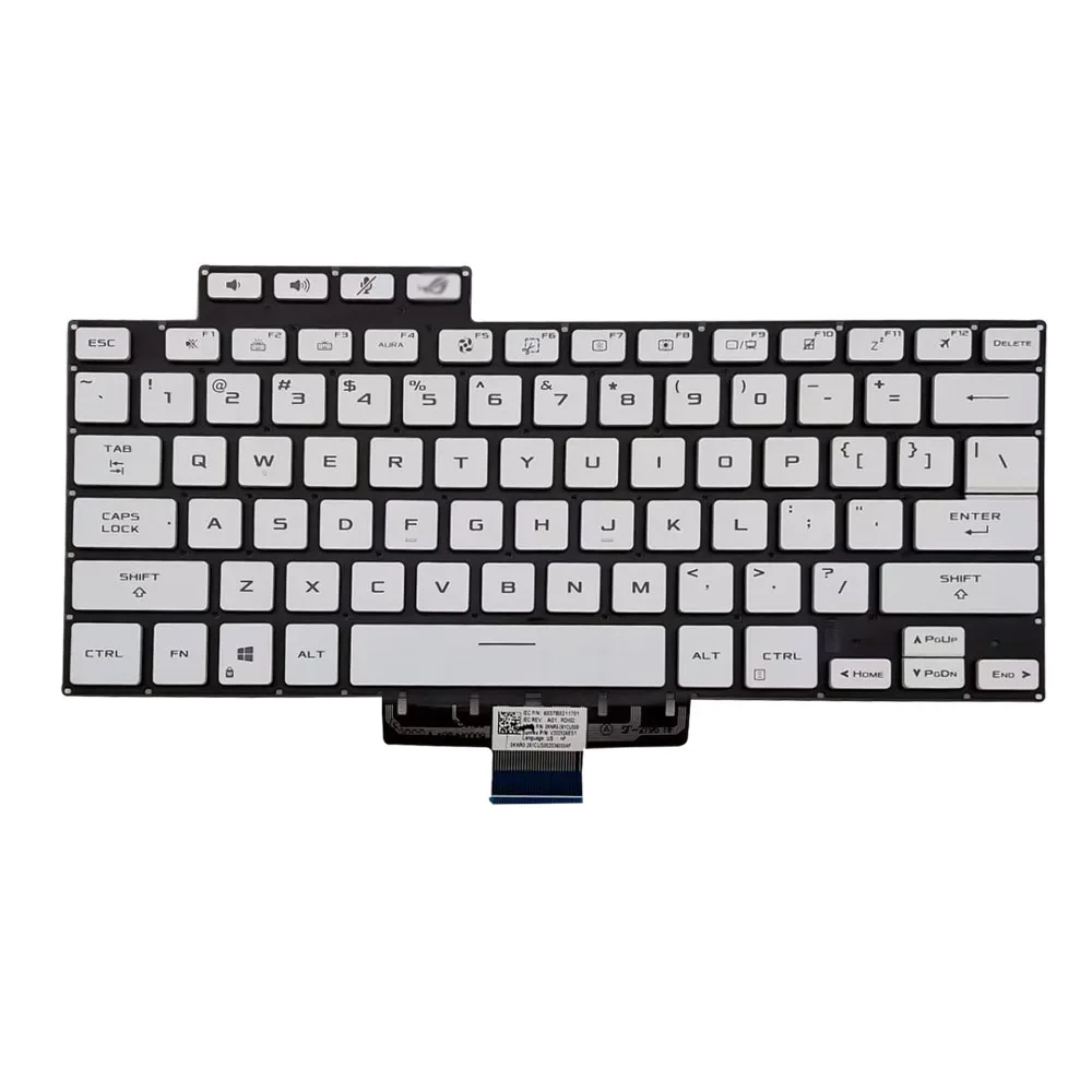 Клавиатура для ноутбука ASUS ROG Zephyrus G15 GA503QC GA503QE GA503QM GA503QR GA503QS США Белая без рамки