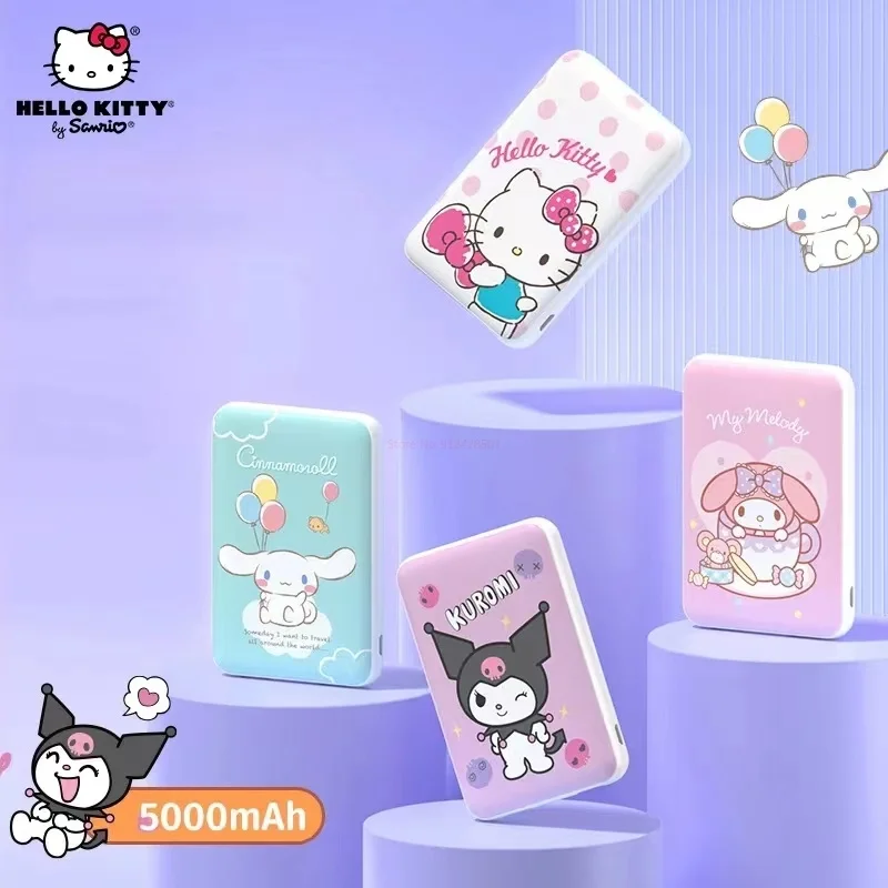 

Sanrio Hello Kitty Anime Figure Cinnamoroll Kuromi Melody Mini Power Bank 5000mah External Battery Charger For Iphone Android