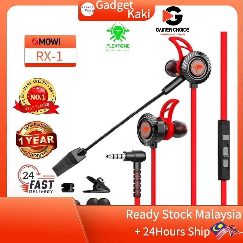 

PLEXTONE xMowi RX1 Noise Reduction In-Ear Earphone Gaming With Mic Gaming Earphone Gaming Headset PUBG CODM CS Headphone