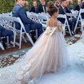 FATAPAESE 2-14 lat koronki tiul kwiat białe sukienki dla dziewczynek na dziecko ceremonia Party księżniczka suknia wieczór weselny Kleider