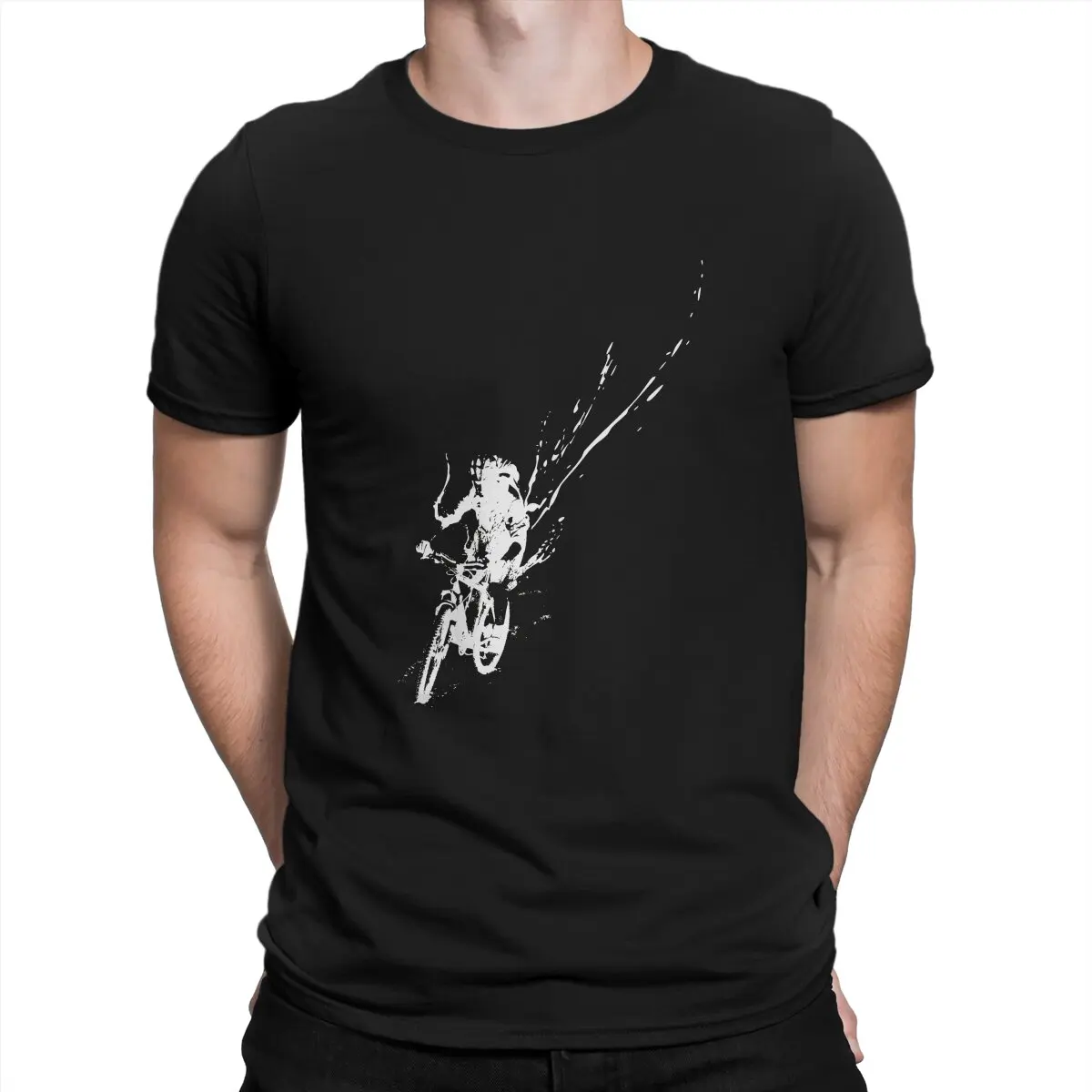 

Splatter WHITE TShirt For Men MTB Clothing Novelty Polyester T Shirt Soft