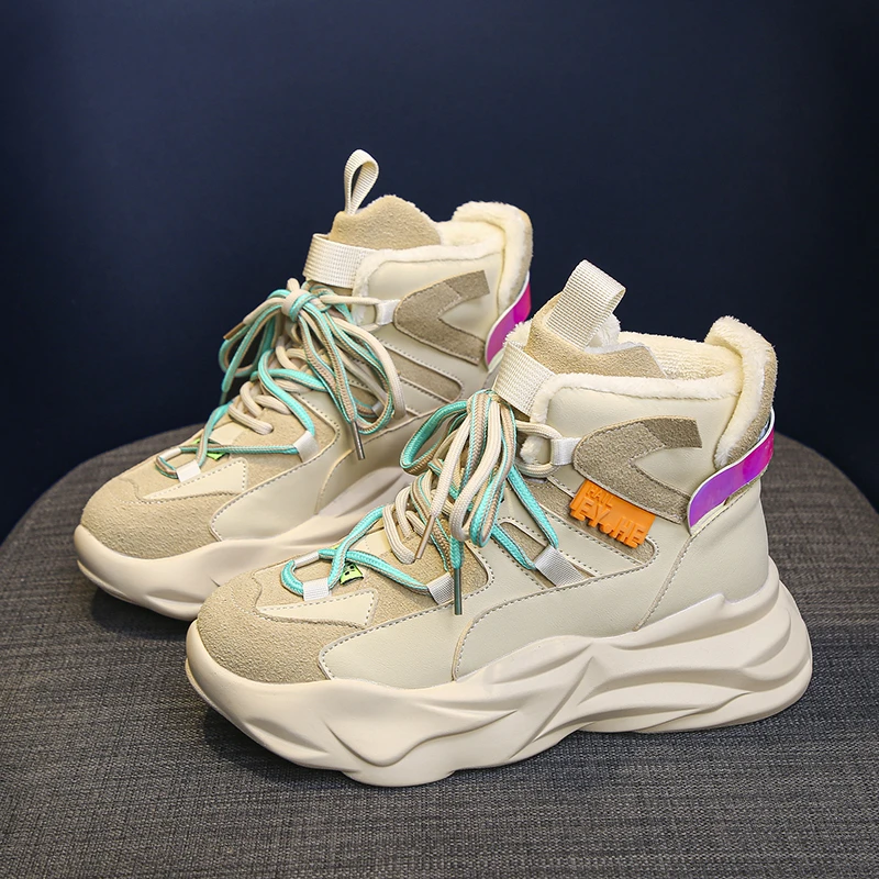 

2021New Style Designer Casual Shoes Women's Winter Brand Vulcanize Shoes For Women Keep Warm Comfortable Outdoor Lace Up Sneaker