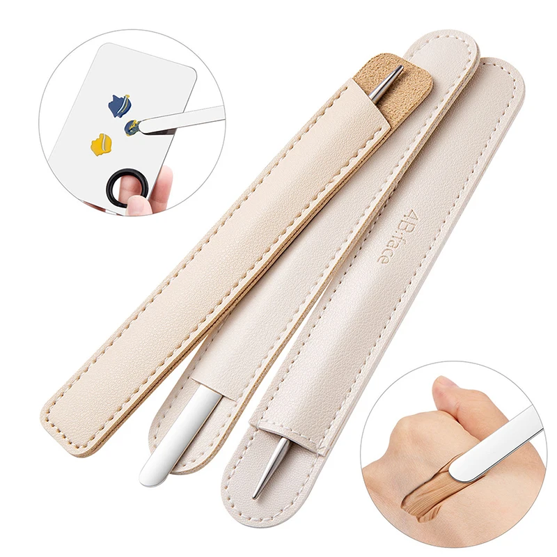 

3pcs Stainless Steel Dual Heads Spatula Cosmetic Stick Foundation Cream Mixing Tool Make Up Tool With Bag and Palette