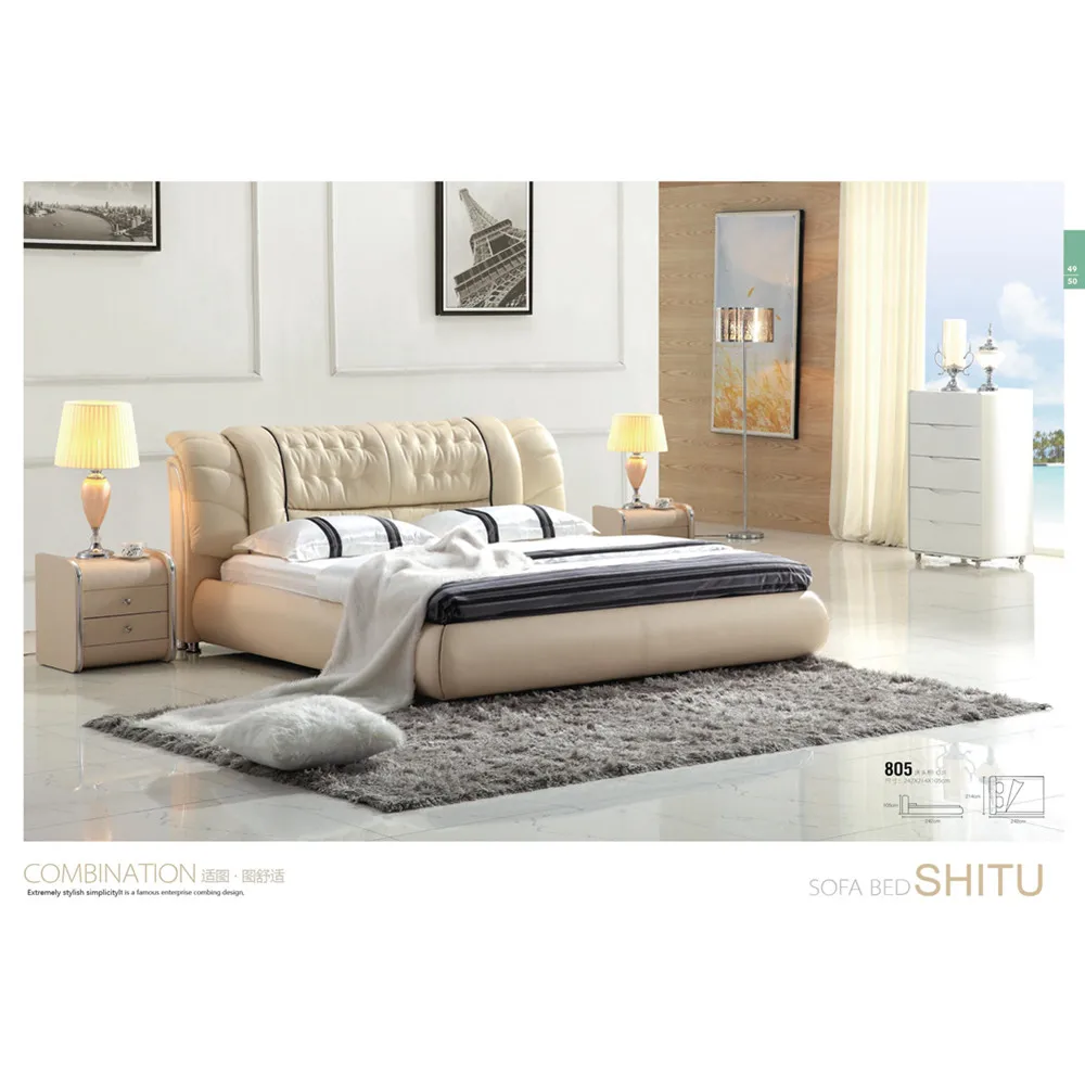 

Fancy genuine leather round bed with free mattress