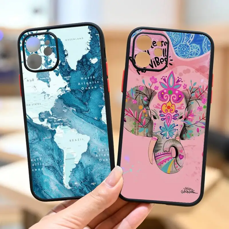 

World Map Phone Case IPhone 12 11 13 14 Pro Max X XR XS SE2020 7 8 Plus Hard Shockproof Cover Case
