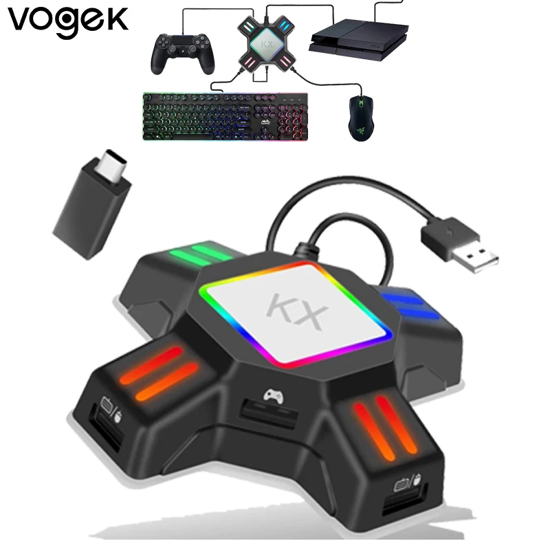 

Адаптер Vogek KX для игровой клавиатуры и мыши Nintendo Switch, конвертер для игрового контроллера Xbox серии PS4, аксессуары для переключателей