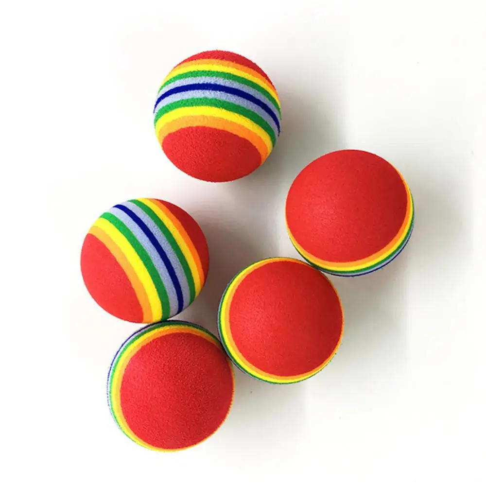 

Chewing Toy Interactive Funny Pet Dog Puppy Cat Rainbow Striped Ball Teething Toy
