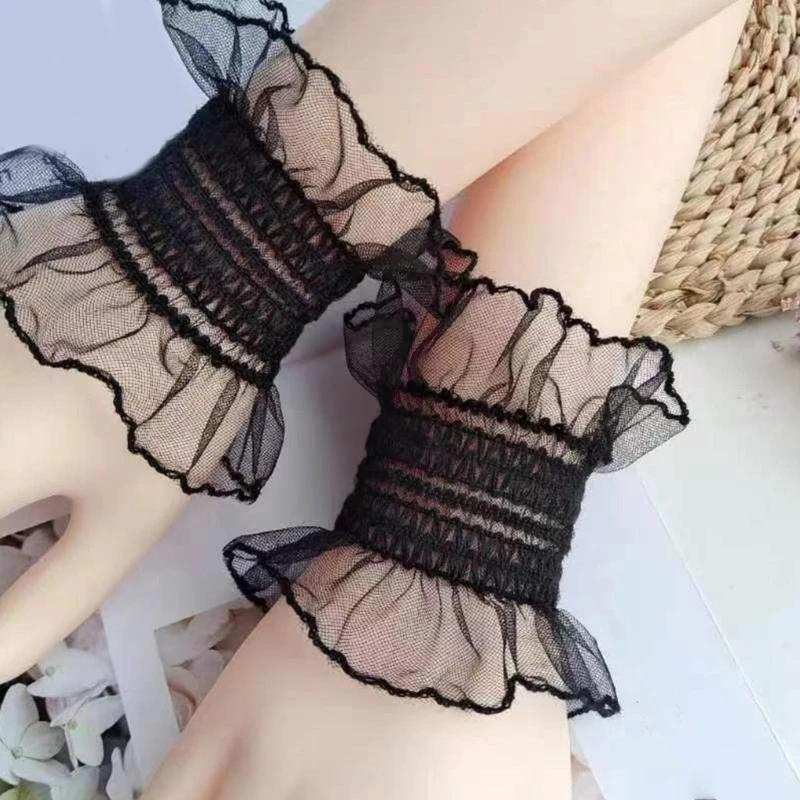 

Decorated Elastic Wrist Cuffs Spring Summer Lovely Skirt Removable Sleeves Flounces Wrist Sleeves for Women Sweet Girls