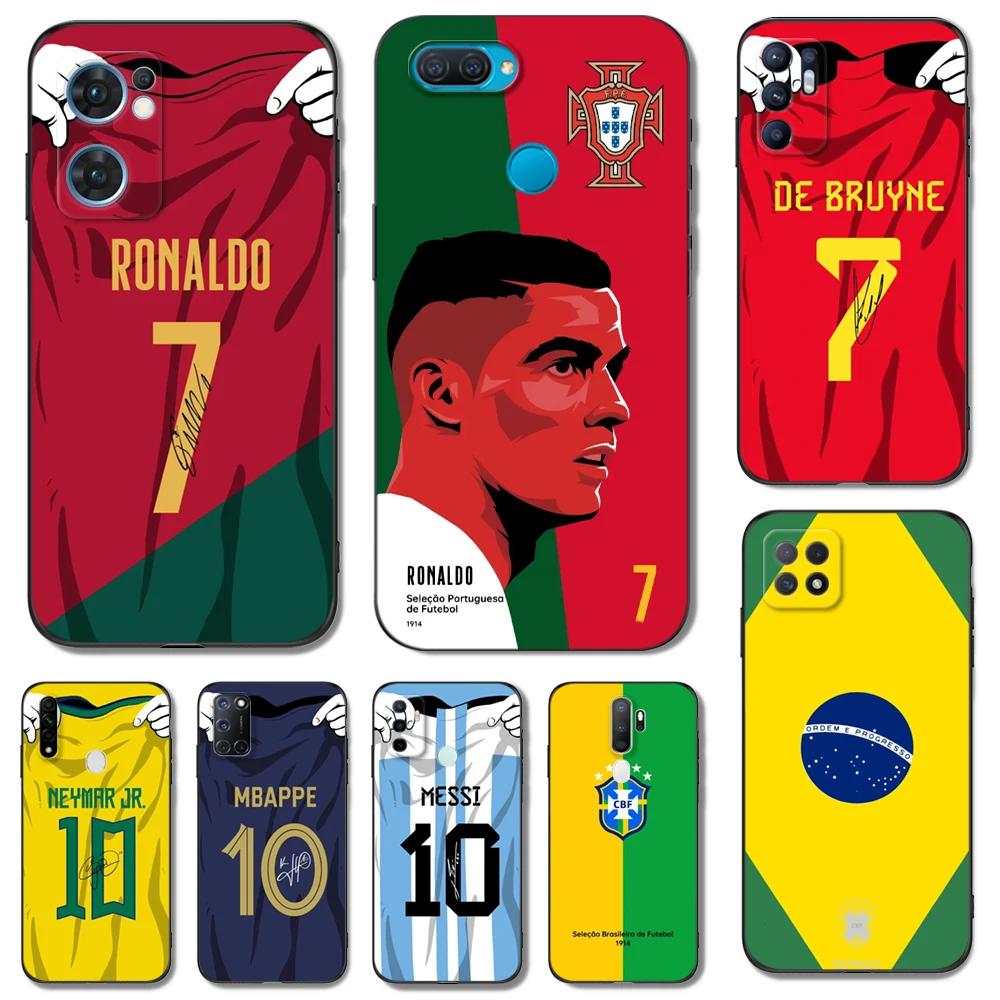 Черный чехол ТПУ для OPPO A16 A16S A55 A94 F17 F19 Pro Reno 4 5 Lite 6 4G 5G рисунок футбольной команды