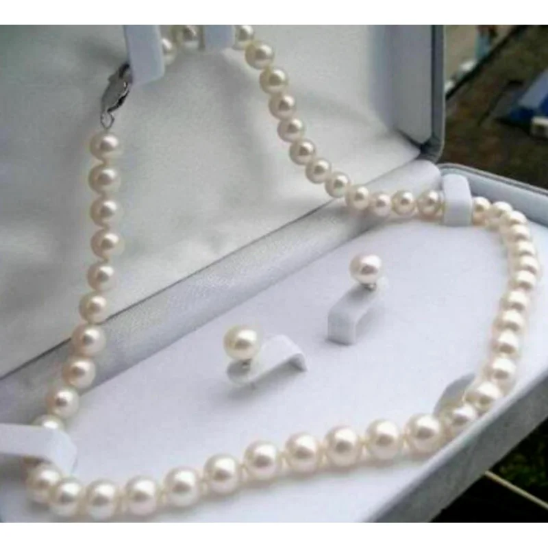

Charmin 7-8mm White Akoya Freshwater aquaculture Pearl necklace & earring Set