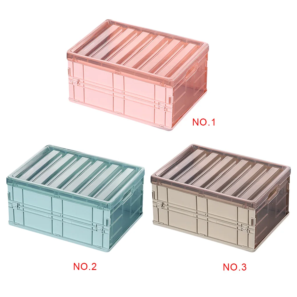 

Pink/Gray blue/Khaki Collapsible Storage Box Car Travel Organization Storage Boxwith Lid Plastic Foldable Organizer Closet Box