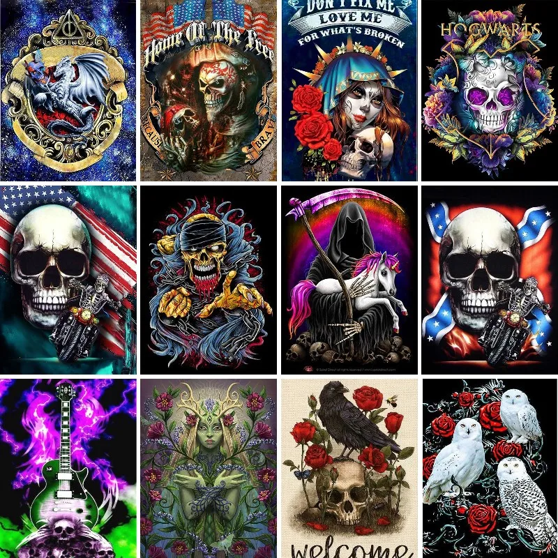 

Алмазная мозаика, Набор для вышивки, битые скейтлон, алмазная живопись, страшная пугвица, картина черепа, вышивка, Хэллоуин, готические стен...