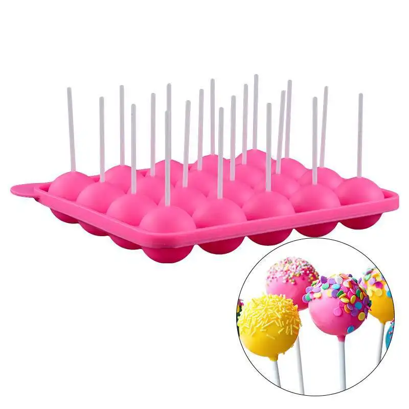 

20 Holes Round Lollipop Silicone Mold Baking Spherical Chocolate Cookie Candy Maker Pop Lollipop Mold Stick Tray Cake Mould