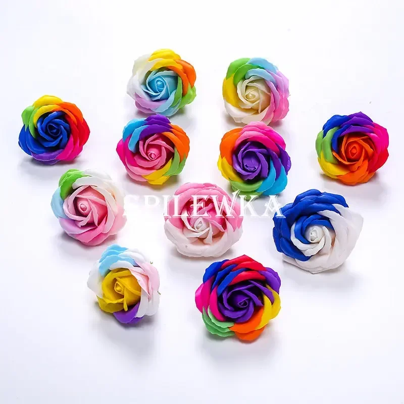 Фото Spilewka 6X7 см красочные розы искусственный цветок 25 шт DIY свадебный подарок на день Святого Валентина украшение дома Радужный букет аксессуары №1