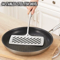 304 stainless steel universal frying spatula flat cooking fish slice steak leaky shovel simple