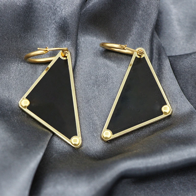 

Luxury Brand Jewelry Inverted Triangle Earring Stainless Steel Pendant Street Men and Women Hip-Hop Dangle Earring Wholesale