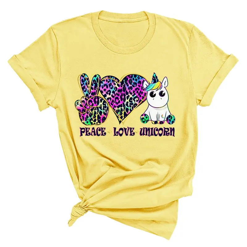 

Футболка Y2k с леопардовым принтом для женщин, рубашка с рисунком в эстетическом стиле, с единорогом, хлопковая с мультяшным принтом
