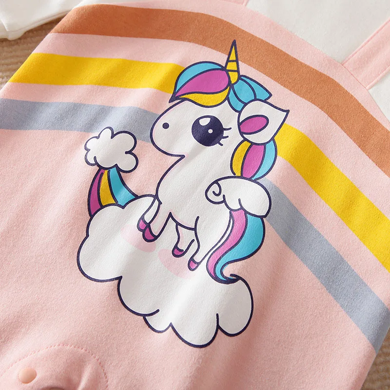 2022 Одежда для новорожденных девочек комбинезон костюм с единорогом от 0 до 3 6 9 12 18