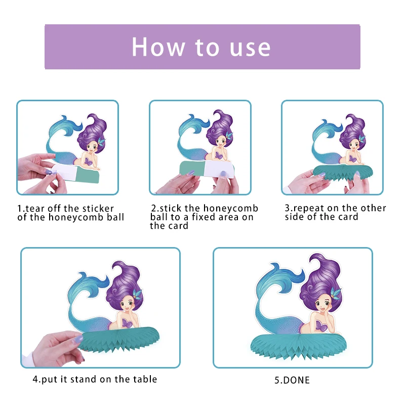 9 шт. в наборе бумажный веер стиле русалки с сотовыми шариками украшение для стола