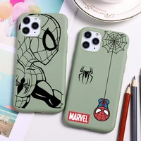 marvel spider man iron man phone case for iphone 13 12 11 pro max mini xs 8 7 6 6s plus x se 2020 xr candy green silicone cover