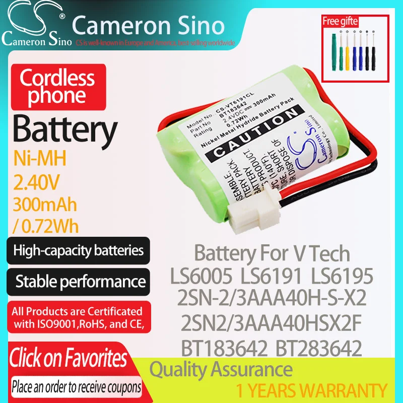 Аккумулятор CameronSino для аккумуляторов V Tech LS6005, LS6191, LS6195, подходит для аккумуляторов V Tech 2SN-2/3AAA40H-S-X2, 2SN2/3AAA40HSX2F, 2,40 В