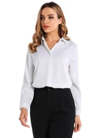 satin women blouses v neck solid womens tops white shirt long sleeve silk shirts blouse ladies top 2022 fashion ol woman clothes