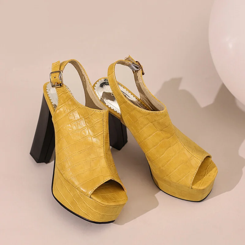 FXYCMMCQ 2022 Spring European and American High-heeled Fish Mouth Solid Color Temperament High-heeled Plus Size Sandals 33-52