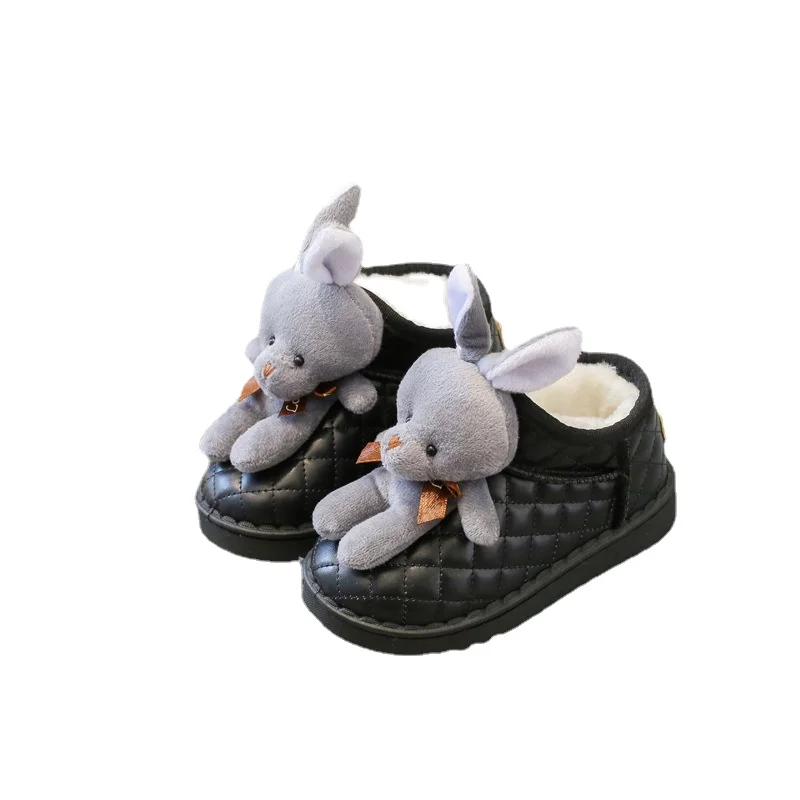 Зимние ботинки для девочек бархатные теплые снега хлопковая обувь с мультяшным