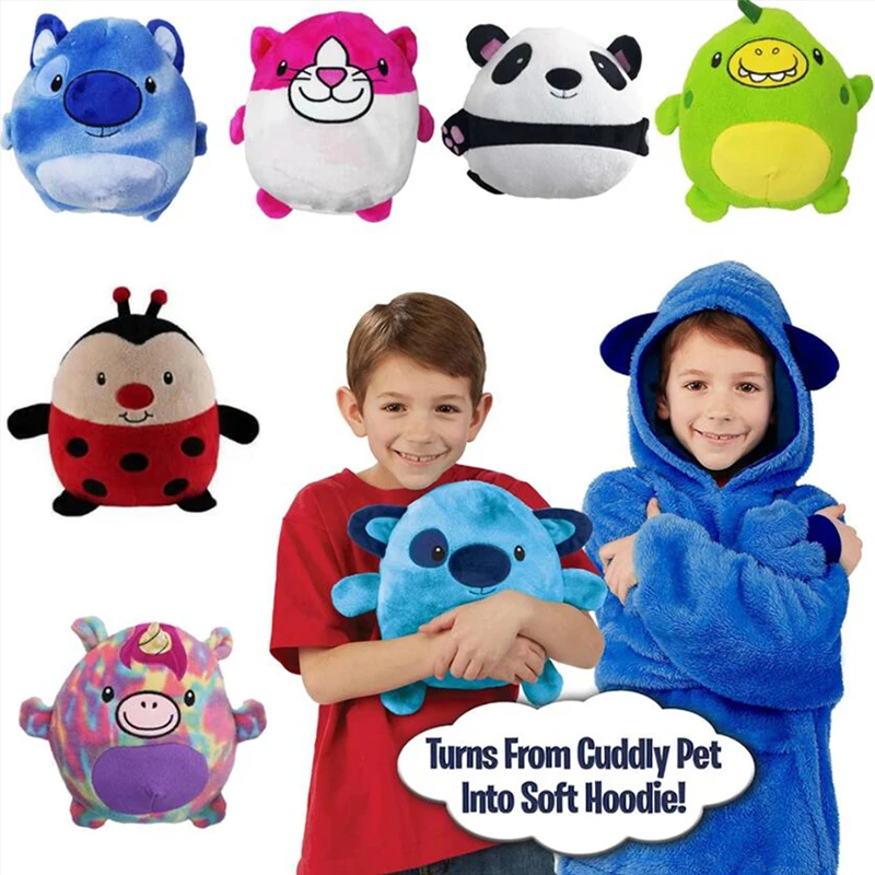 

Kids Pets Blanket Hoodie Soft Plush Wearable Fleece Sherpa Blanket With Sleeves Children Cartoon Pillow Pajamas Hooded Blankets