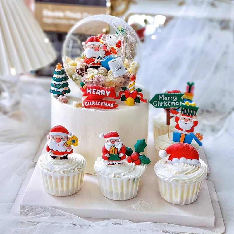 

Рождественский Санта Клаус Лось мягкий клей Счастливого Рождества выпечки День рождения украшение торта новогодние подключаемые коллекционные подарки