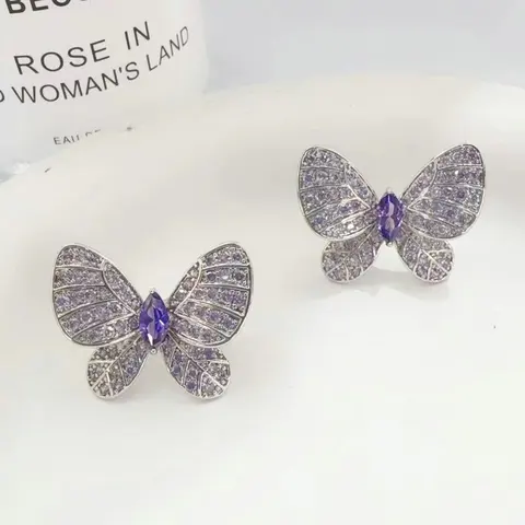 Bilincolor серьги-гвоздики с голубой бабочкой