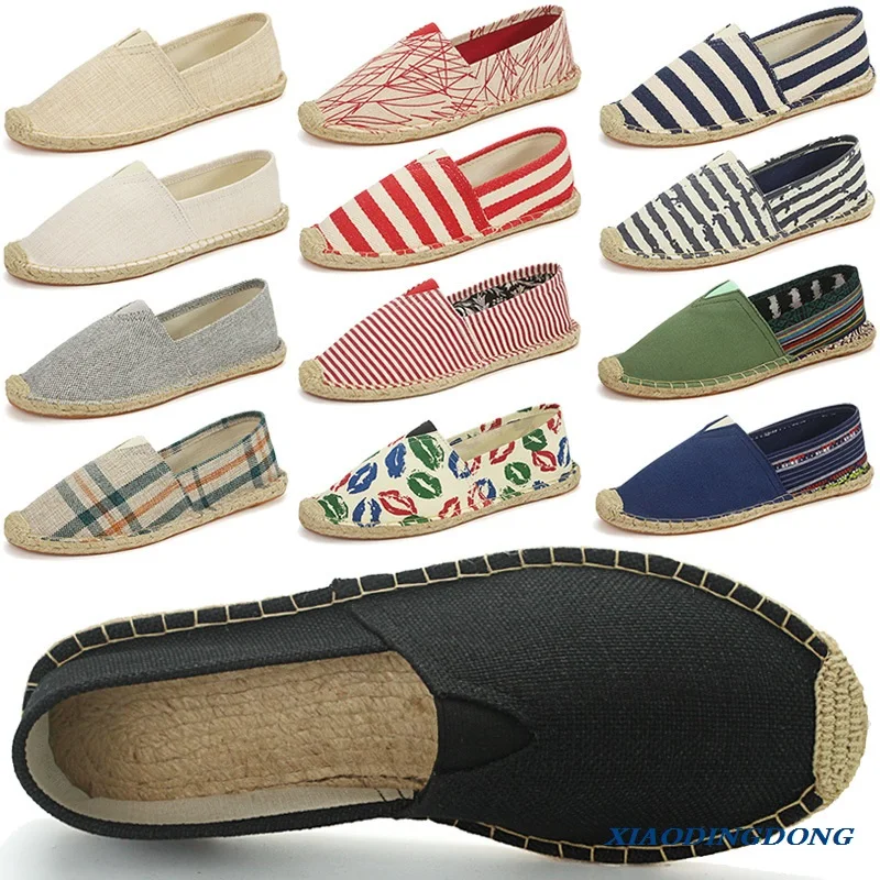 

New Summer Autumn Men Canvas Shoes Breathable Men's Casual Shoes Slip-On Hemp Shoes Graffiti Espadrilles Women Footwear Flats