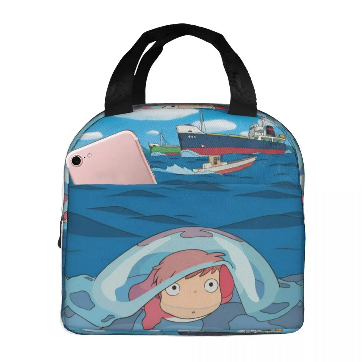 

Ponyo On The Cliff Merch Lunch Boxes Portable Insulated Oxford Cooler Thermal School Tote