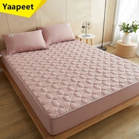 high quality quilted 100 cotton fabric fitted sheet grade a bed mattress cover thicken bedsheet with elastic band pillow covers