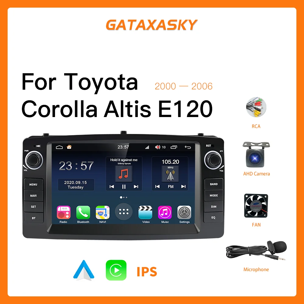 

GATAXASKY Car Radio Multimedia Video Player For Toyota Corolla E120 e 120 BYD F3 2007-2011 DSP IPS 6GRAM Android 4G NET Carplay