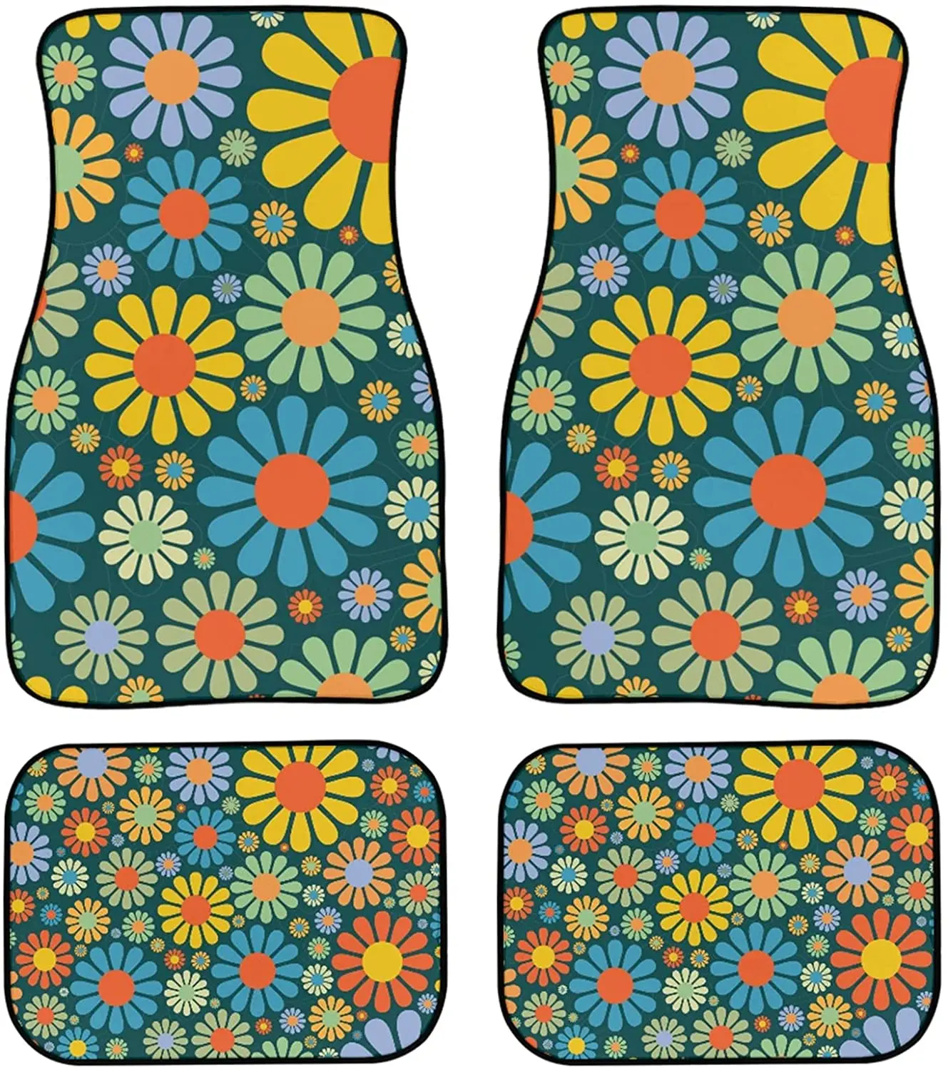 

AFPANQZ Flower Car Floor Mat for Teen Girl Womens Car Accessories Interior Heavy Duty Rubber Backing Heavy Duty Front and Rear F
