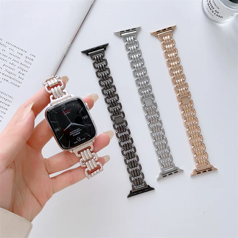 

Metal Strap for Apple Watch Band 49mm 45 44 41 42 40 38mm Stainless Steel U-neck Bracelet for iWatch Series Ultra 8 7 SE 6 5 4 3