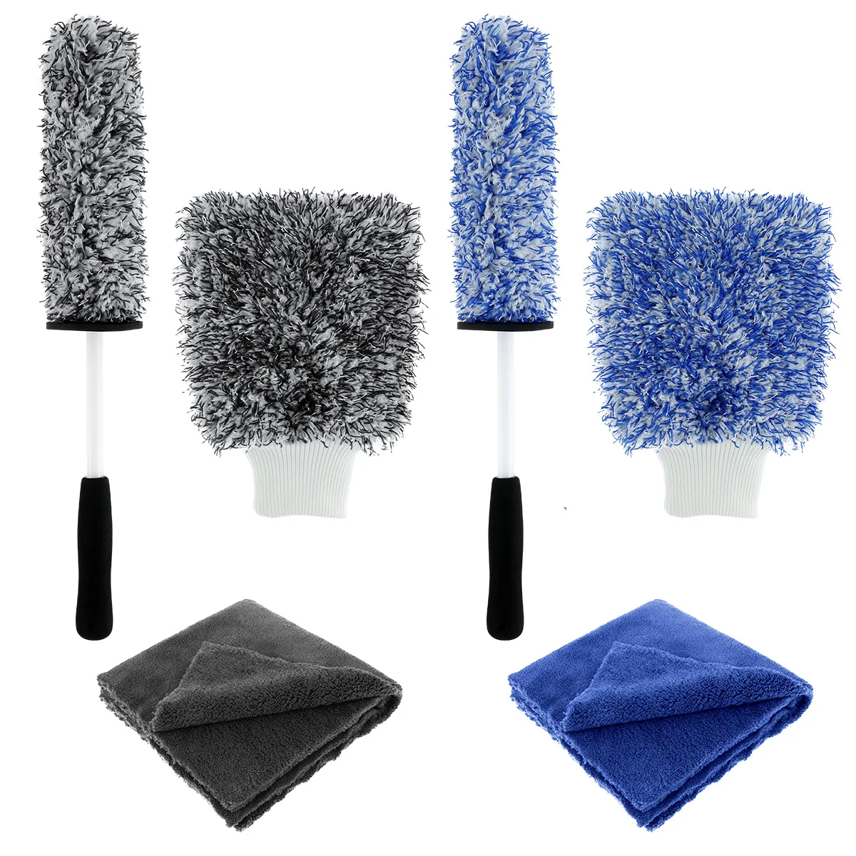 

Car Wheel Cleaning Brush Microfibre Non Scratch Rim Detailing Brush Car Duster Gentle Effective Cleaner Brush with Glove Towel