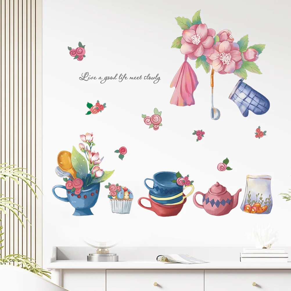 

Painted Plants Wall Sticker Background Peel Stickers Fresh Decal Flower Decals Decor