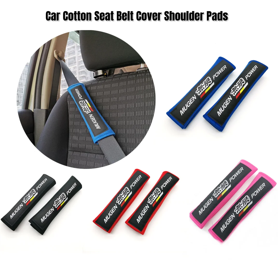

2PCS/Pair Car Cotton Seat Belt Cover Shoulder Pads For MUGEN Adults Youth Kids Universal JDM Auto Interiors Accessories
