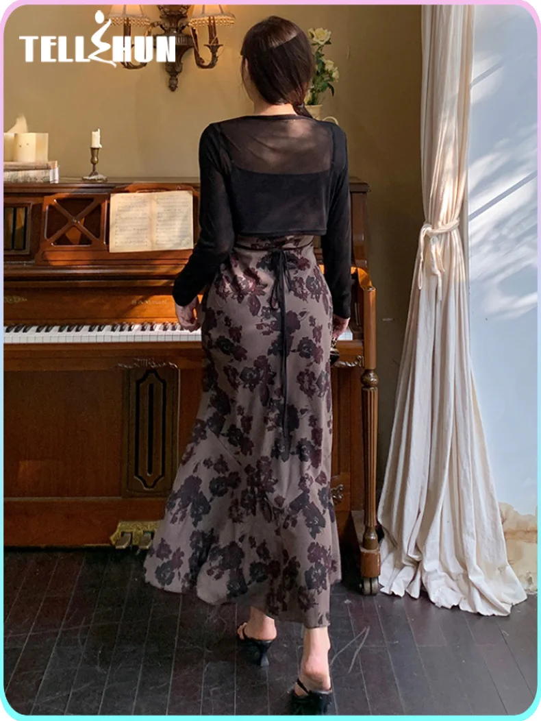 Простые и элегантные платья с принтом женское Полное длинное сексуальное платье