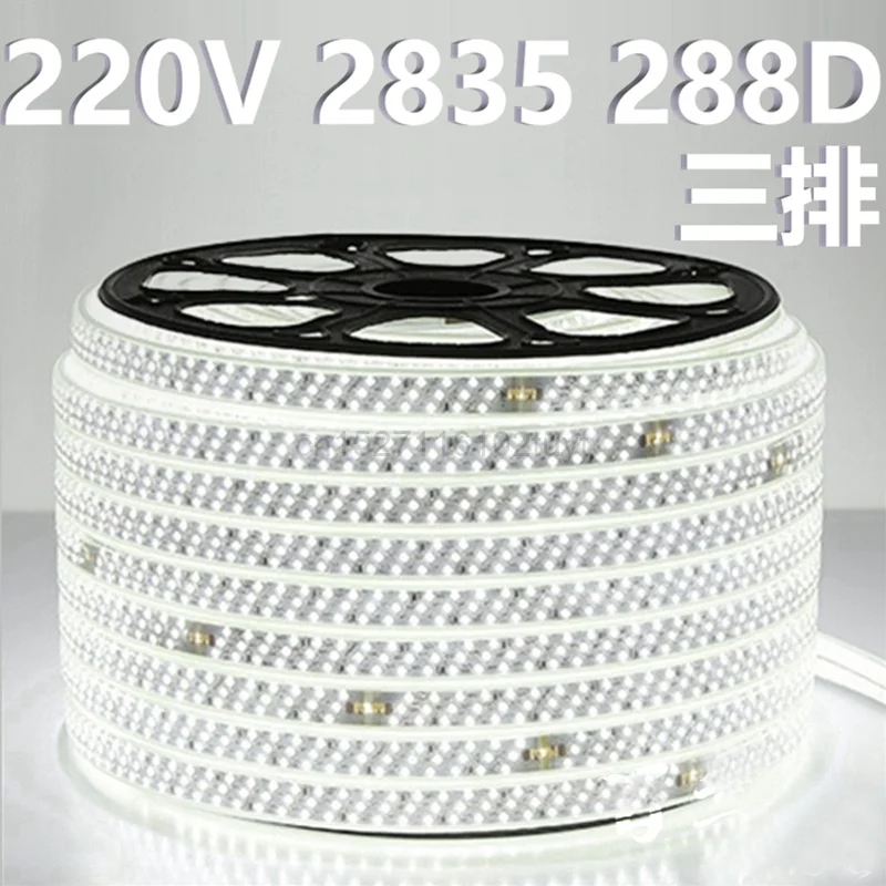 

Fanlive 50m/lot 288leds/m Three Row LED Strip Light AC110V 220V SMD2835 IP65 Waterproof Neon Flexible Lighting Led Rope Lighting