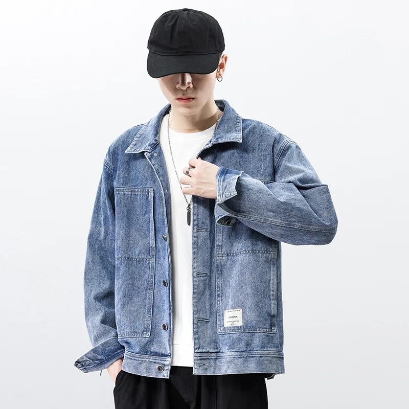 

Джинсовая куртка в гонконгском стиле Мужская, модная свободная красивая куртка в Корейском стиле, Джокер, повседневная одежда, на весну и ос...