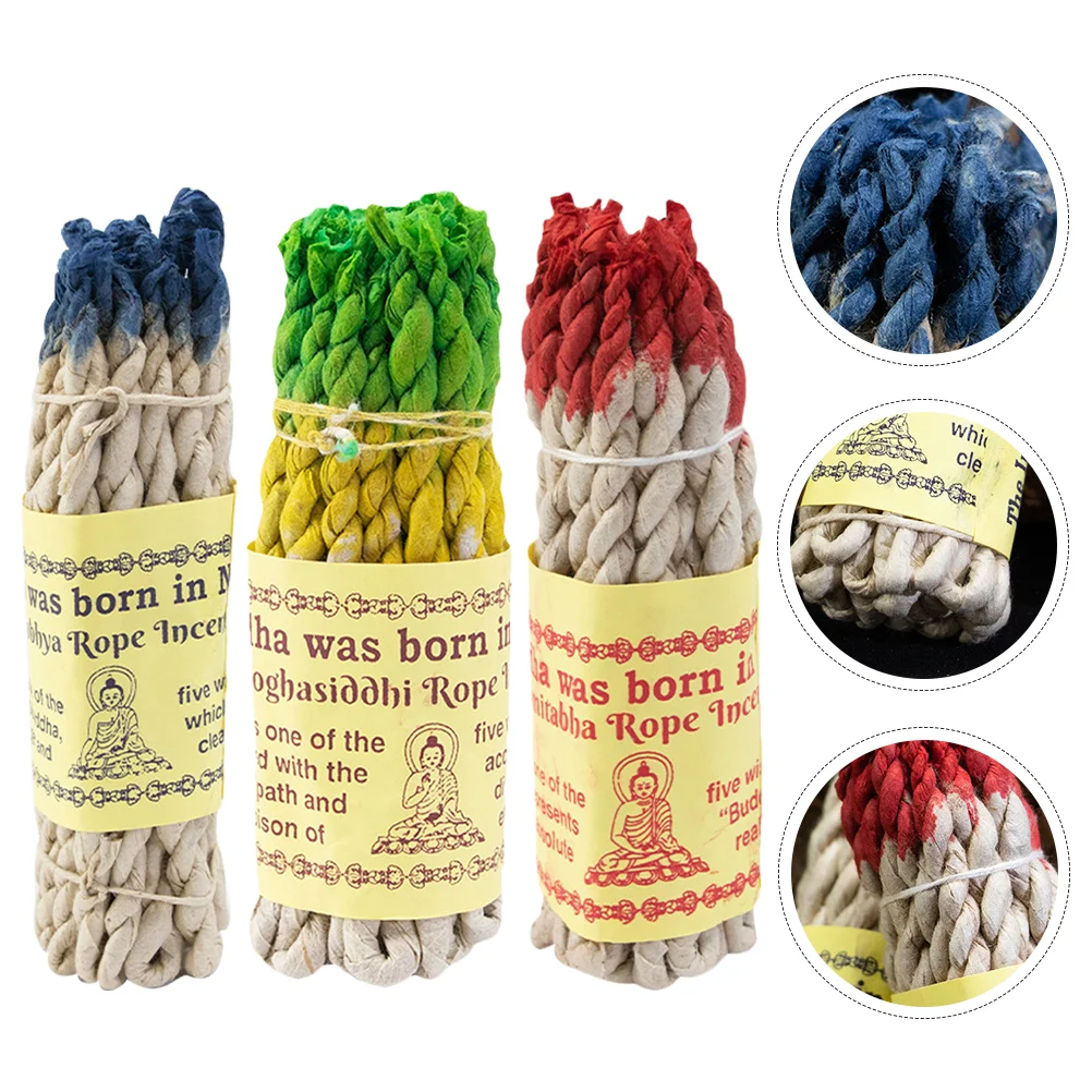 

3 Bags Meditation Rope Handmade String Sage Frankincense Sticks Spa Fragrance Nepal Sandalwood Herbal