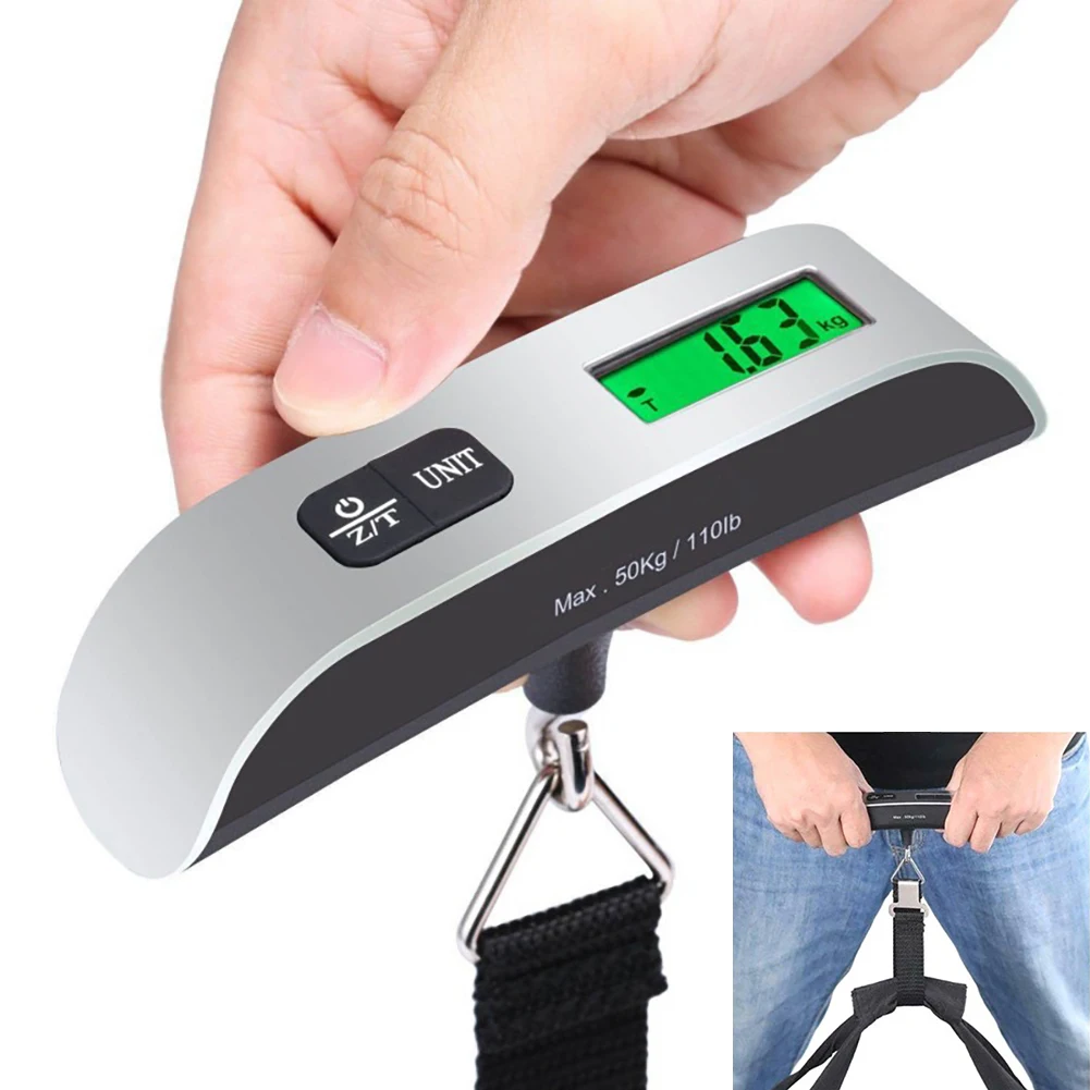 Portable Baggage Scale LCD Display Scale Digital 50kg 10g Electronic Luggage Hanging Suitcase Travel Weighs Baggage Weight Tool