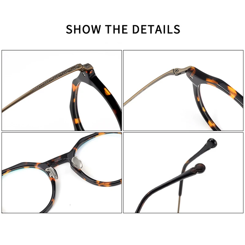 Титановые ацетатные мужские очки по рецепту винтажные круглые оптические