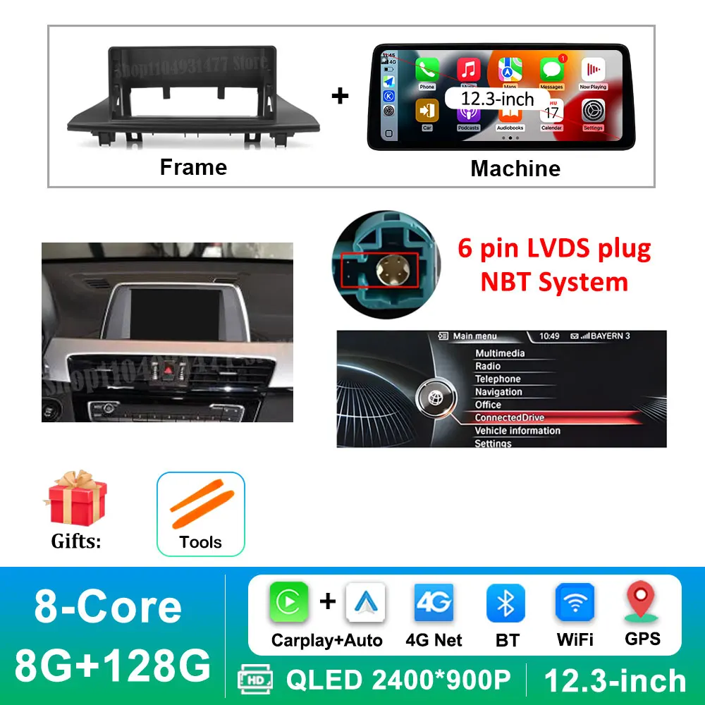 

Carplay DSP Android 16 для BMW X1 F48 2016-2022, система NBT EVO, навигация GPS, автомобильный видеоплеер, мультимедиа, Wi-Fi+4G, разделенный экран