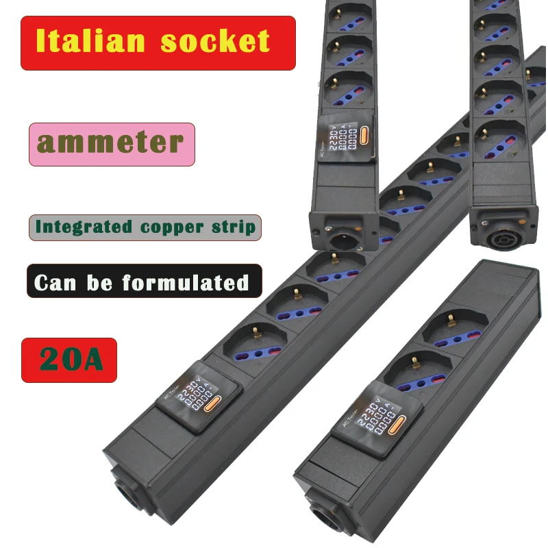 Фото Итальянская розетка PDU Power StripsNAC3FPX NAC3MPX порт Schuko Powerlink блок Усилитель мощности аудио 3P Авиационная вилка с амперметром №1